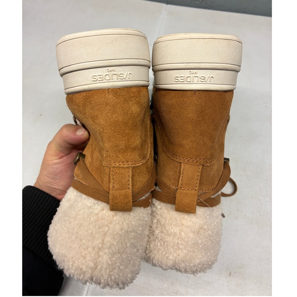 JSLIDES Winter Boots Women's Brown Suede Shearling Lined Lace Up Casual 8.5 - Picture 16 of 16